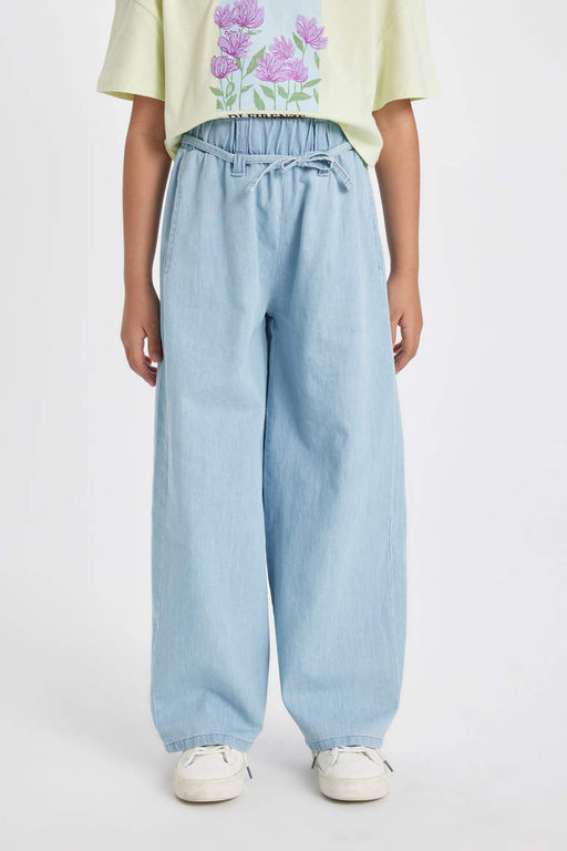 Широкие джинсовые брюки для девочек - Defacto фото 3