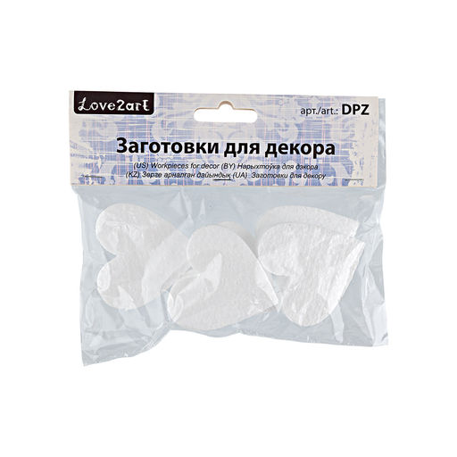 Love2art DPZ-S Заготовка для декора №011 пенополистирол 5 х 1 х 5 см 5 шт 01 Сердечки 50 мм 5 шт