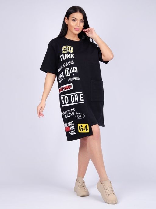 Платье "Фрида" черное, футер с лайкрой