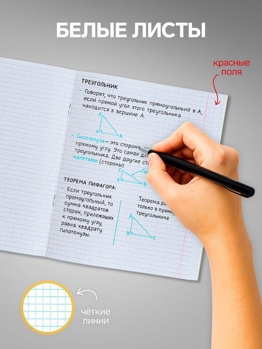 Комплект тетрадей, 96 листов в клетку Calligrata Black and White, 4 штуки