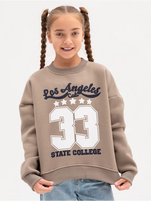 Свитшот "33" детский девочка капучино