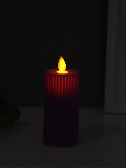 Светодиодная свеча, ночник LED RISALUX «Уют», 3×AG13, сиреневый, 5×5×11 см