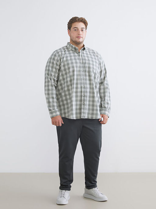 B?y?k Beden Regular Fit Uzun Kollu Ekose Erkek G?mlek