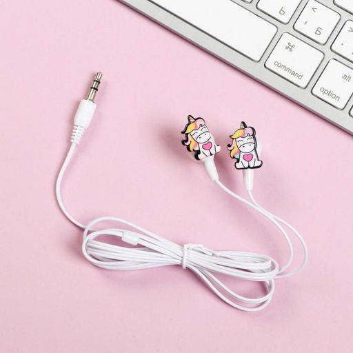 Наушники вакуумные и резинка для волос на открытке «Единорог», 10.3 х 14.5 см