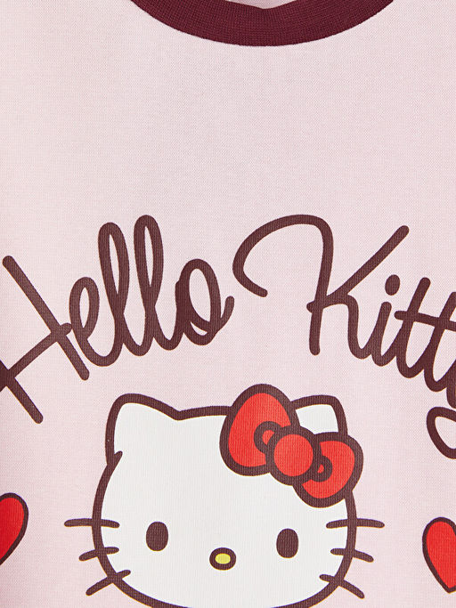 Bisiklet Yaka Hello Kitty Bask?l? K?z ?ocuk Ti??rt