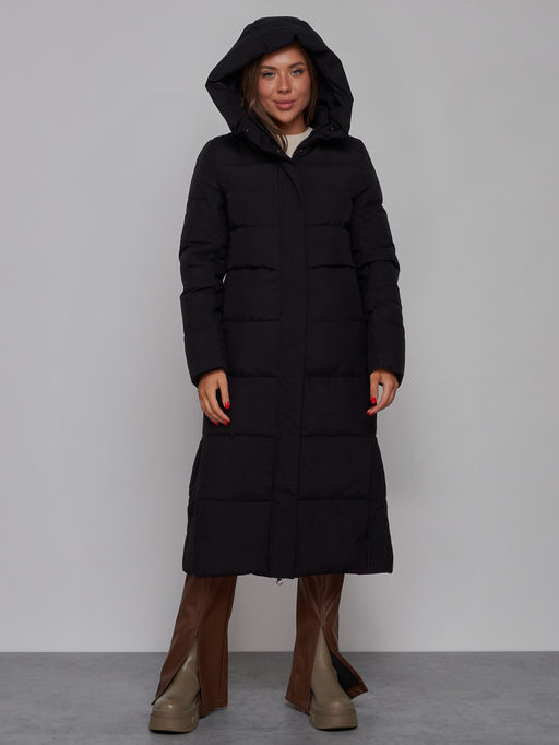 Пальто утепленное молодежное зимнее женское черного цвета 52382Ch - Holdluck фото 6