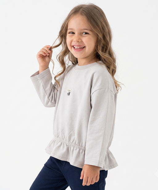 Лонгслив для девочки 33-9256 серо-голубой - Mini maxi фото 6