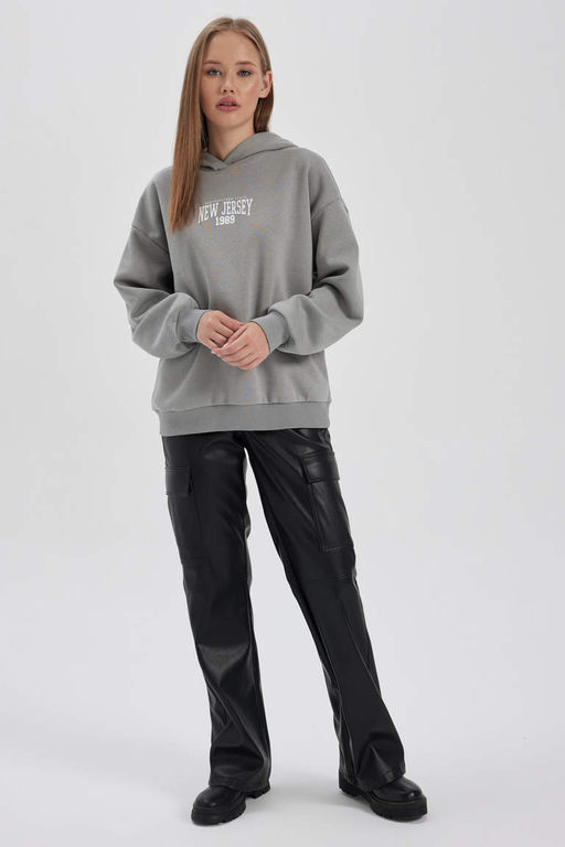 Толстая толстая толстовка с капюшоном Cool Oversize - Defacto фото 2