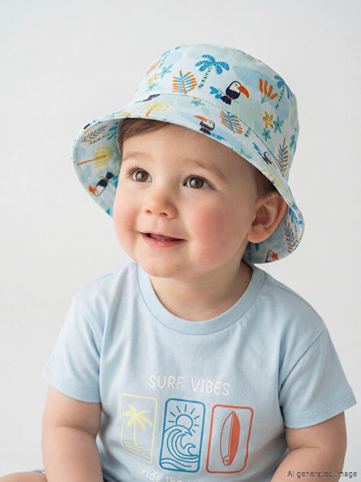 Bask?l? Erkek Bebek Bucket ?apka