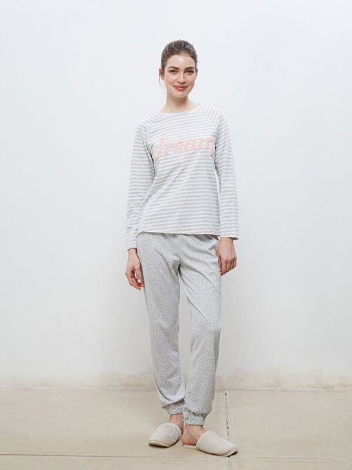 Bisiklet Yaka Nak??l? Kad?n Pijama Tak?m?