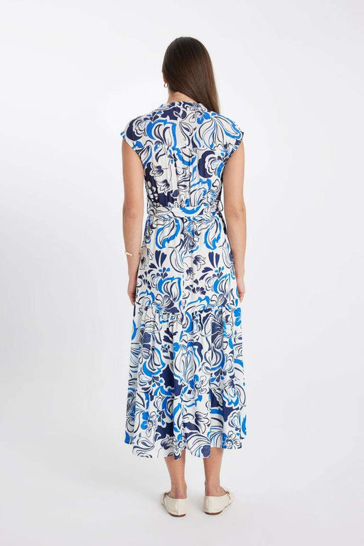 Платье миди без рукавов с рубашечным воротником и узором - Defacto фото 9