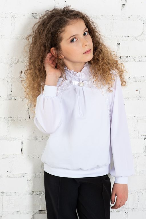 Белая школьная блуза Mooriposh, модель 06131  фото 3