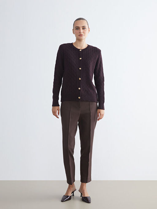 Bisiklet Yaka Kendinden Desenli Kad?n Triko H?rka