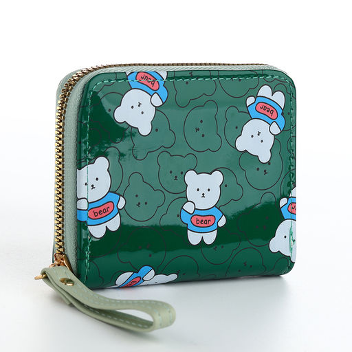 Кошелёк на молнии «Мишки», зелёный