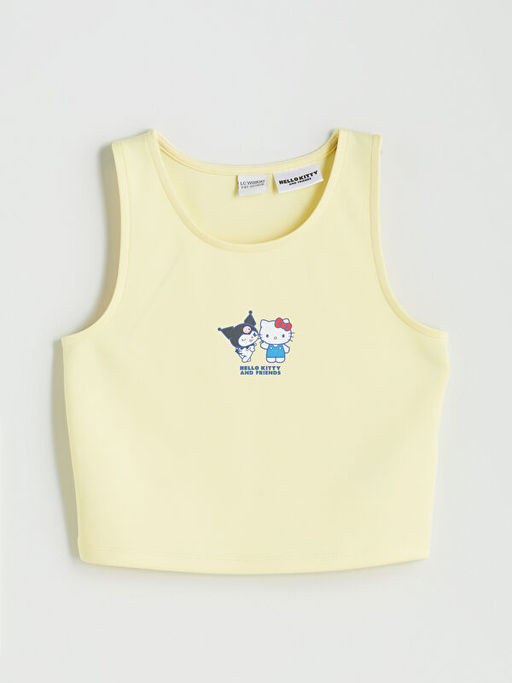 Bisiklet Yaka Hello Kitty Bask?l? K?z ?ocuk Crop Atlet