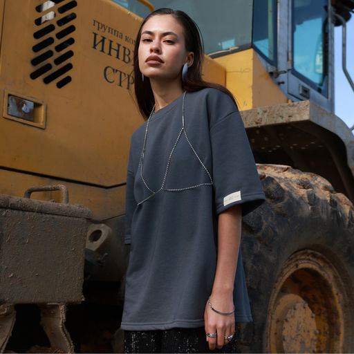 Футболка с нашивкой женская MIST Base, графит, размер 44