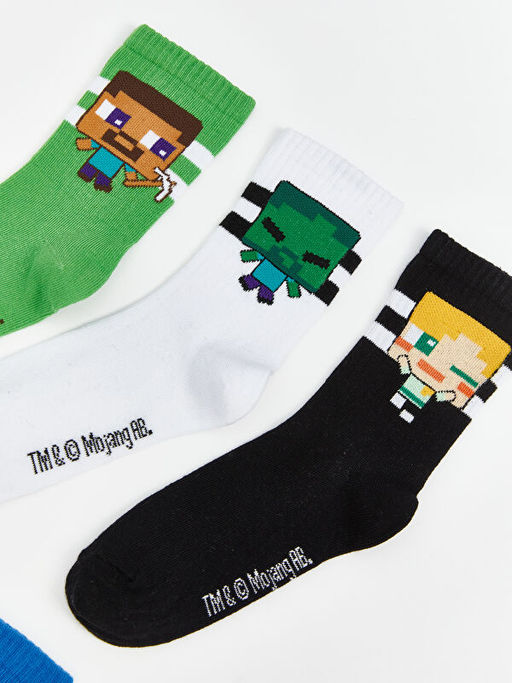 Minecraft Desenli Erkek ?ocuk Soket ?orap 2li