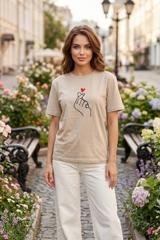 K13545 Футболка OVER SIZE (хлопок) ТМ_БЕЖЕВЫЙ