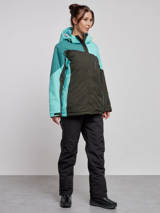 Горнолыжный костюм женский большого размера зимний бирюзового цвета 03963Br - Chunmai фото 3