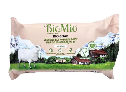 Мыло хозяйственное 200гр BioMio Мыло-Пятновыводитель без Запаха (в упаковке)