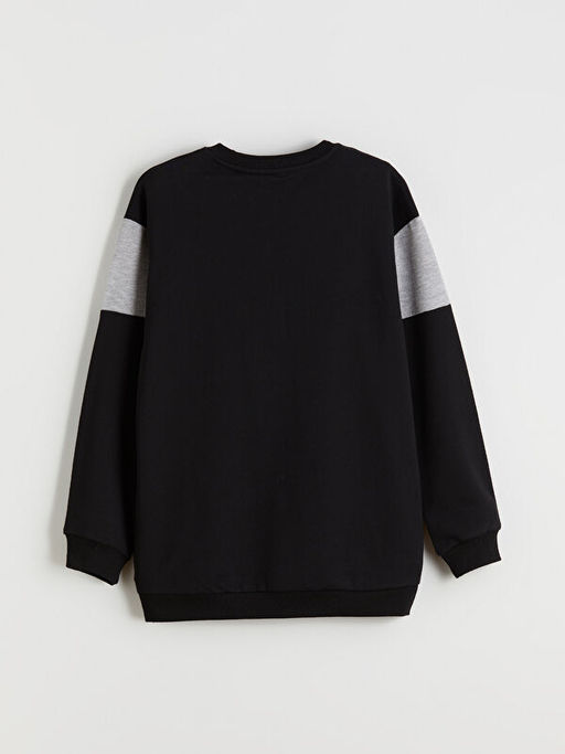 Bisiklet Yaka Be?ikta? Bask?l? Erkek ?ocuk Sweatshirt