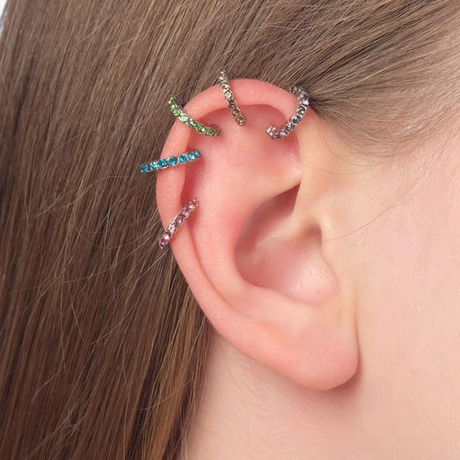 Серьги Каффы манжеты, набор 5 шт, цветные в серебре - Queen fair фото 2