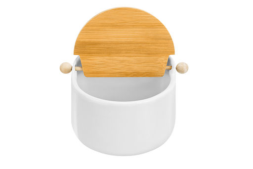 Банка для сыпучих продуктов 500 мл 15*10*11,1 см Белая + откидная бамбук.крышка, керамика - Elan gallery фото 14