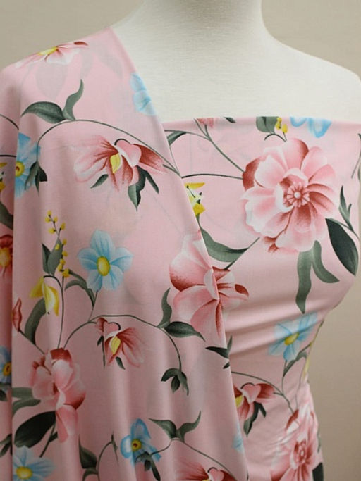 Штапель Цветущая долина цв.нежно-розовый, ш.1.45м, вискоза-100%, 100гр/м.кв - Купава фото 9