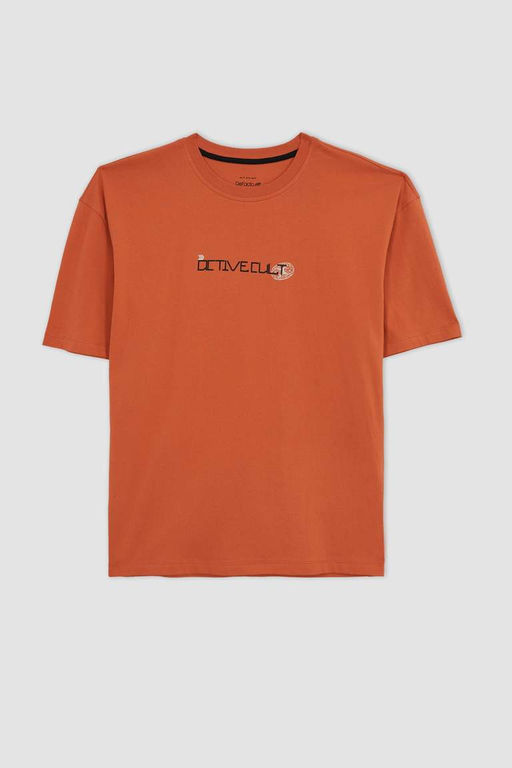 DeFactoFit Футболка Oversize из 100 % хлопка с круглым вырезом сзади и короткими рукавами с принтом  фото 8