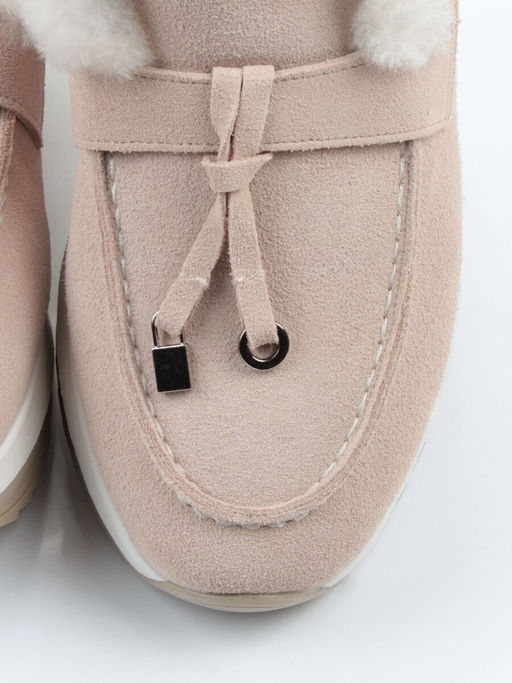 04-5520-7 LT. BEIGE Ботинки зимние женские (натуральная кожа, 100% шерсть)