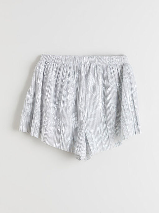 Beli Lastikli ?i?ekli Kad?n ?ort Pijama Alt?