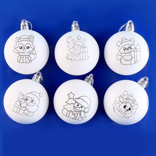 Набор для творчества. Ёлочные шары под раскраску «Лучший подарок», набор 6 шт. + краски