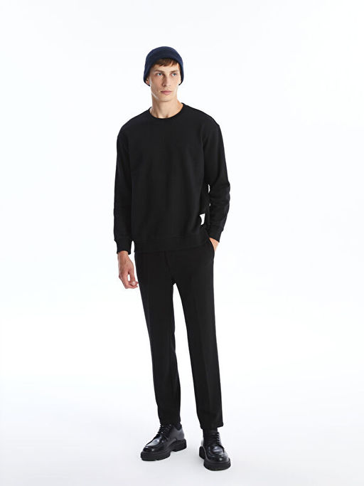 Bisiklet Yaka Uzun Kollu Erkek Sweatshirt