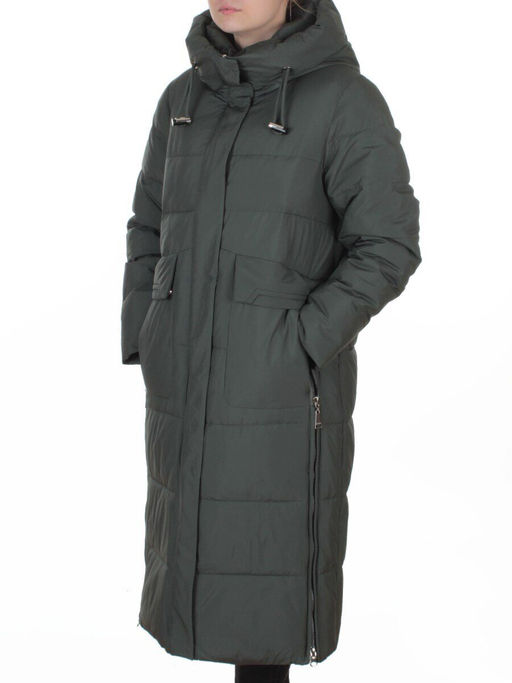 8359 DK. GREEN Пальто зимнее женское (200 гр. холлофайбер)