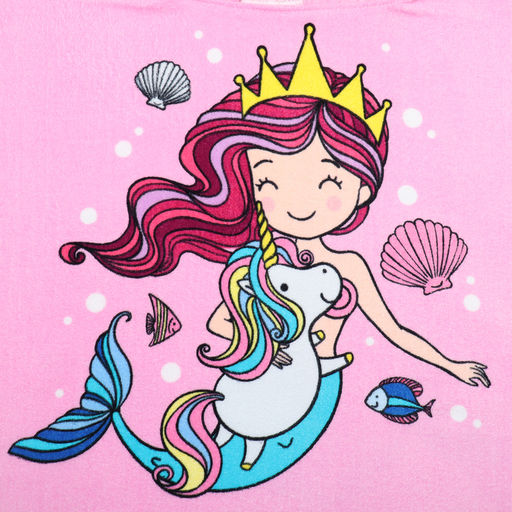 Полотенце - пончо детское LoveLife «Русалочка», махра, 60×120 см, хлопок 100%, розовое