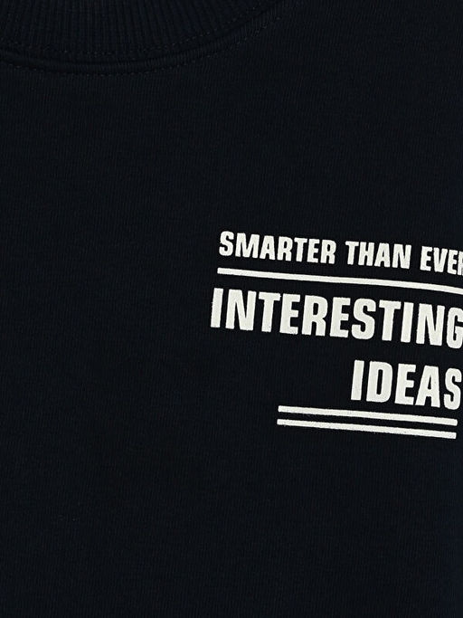 Bisiklet Yaka Bask?l? Uzun Kollu Erkek ?ocuk Sweatshirt