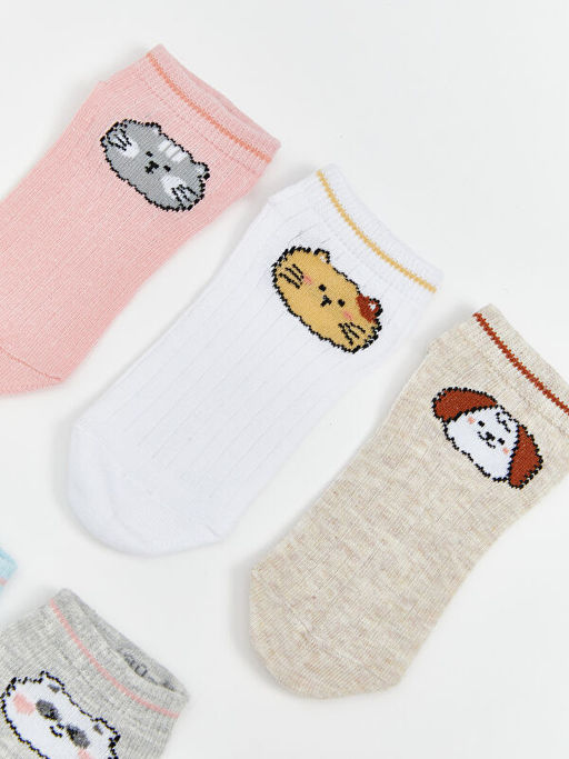 Desenli K?z ?ocuk Patik ?orap 5li