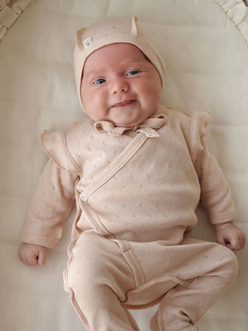 Слип на кнопках с крылышками Нюд из ажурного хлопка 0+ - Bungly фото 4