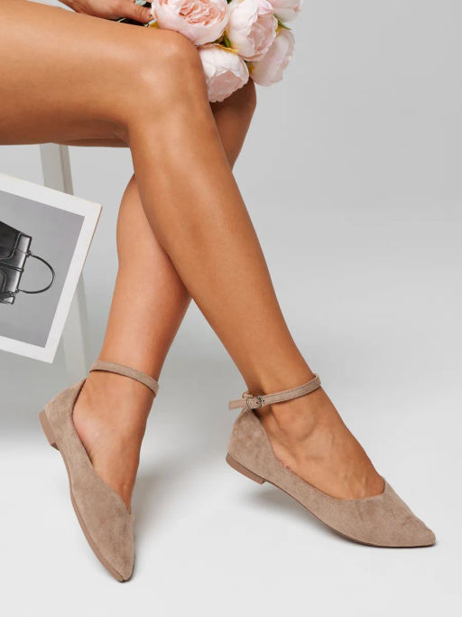 Балетки жен., бежевые, рем, э/з