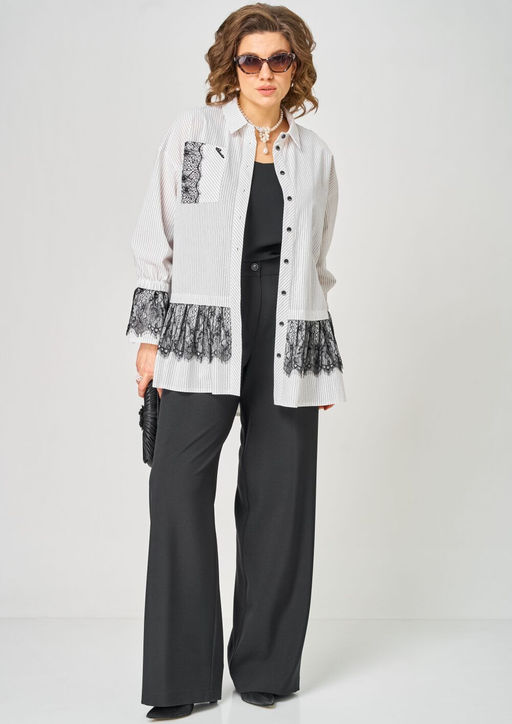 Блуза EVA GRANT 5002 белый в полоску