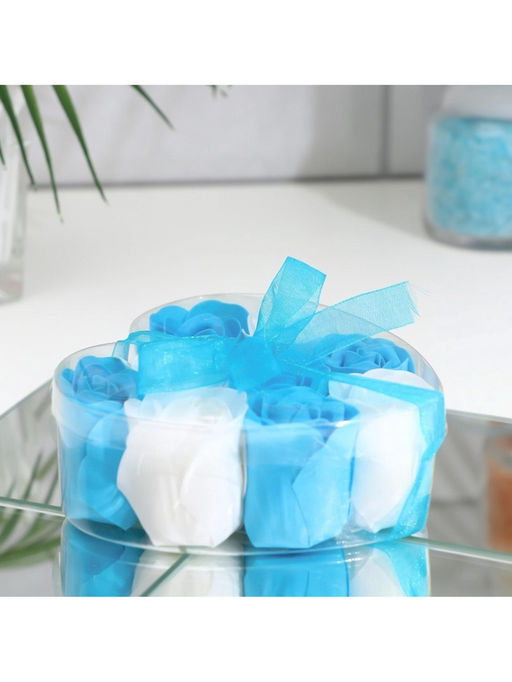 Мыльные розочки, синие и белые, набор 9 шт.