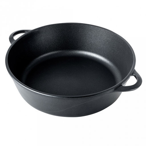 Жаровня с антипригарным покрытием 5,5л, д32см "Классик", h9,5см, s0,4см, литые ручки, стеклянная крышка с пароотводом, форма "Классик волна" подарочная упаковка (Россия)