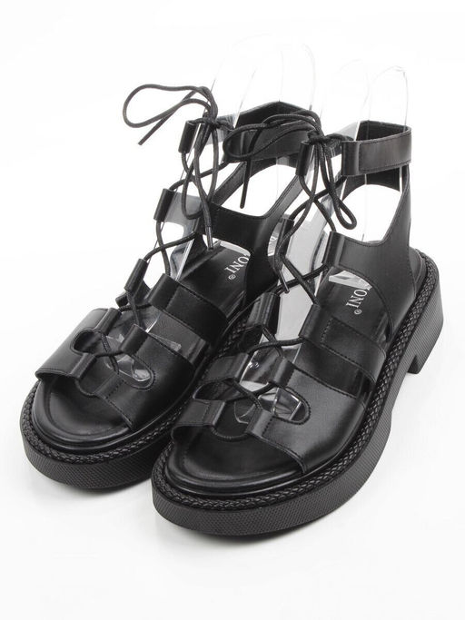 08-PEQ226-1 BLACK Босоножки женские (натуральная кожа)