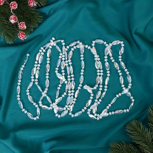 Цена за 2 шт. Бусы на ёлку Лёд, овал, длина 2.7 м, d=9 мм, прозрачные перламутровые - Зимнее волшебство фото 5