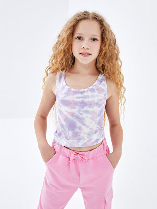 U Yaka Batik Desenli K?z ?ocuk Crop Atlet - Waikiki фото 4