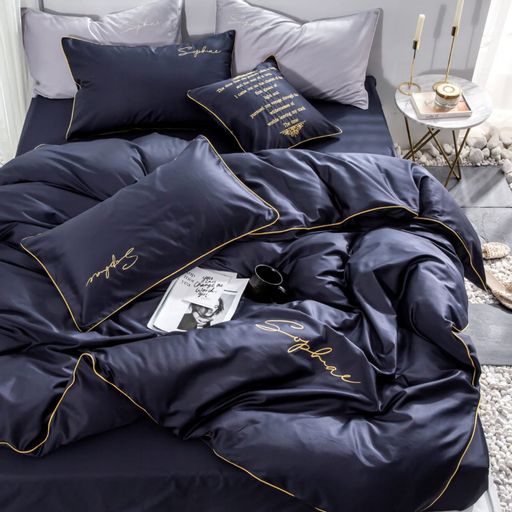 КПБ Mency однотонный с вышивкой MENO016 1.5 спальный