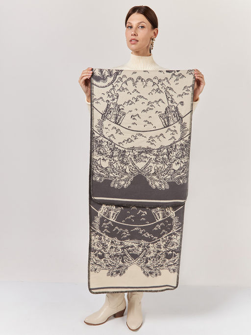 в СОСТАВЕ ШЕРСТЬ и КАШЕМИР Большой, мягкий, теплый однотонный двусторонний палантин. - Tantino фото 9