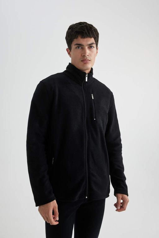 Флисовый кардиган стандартного кроя с воротником-стойкой - Defacto фото 3