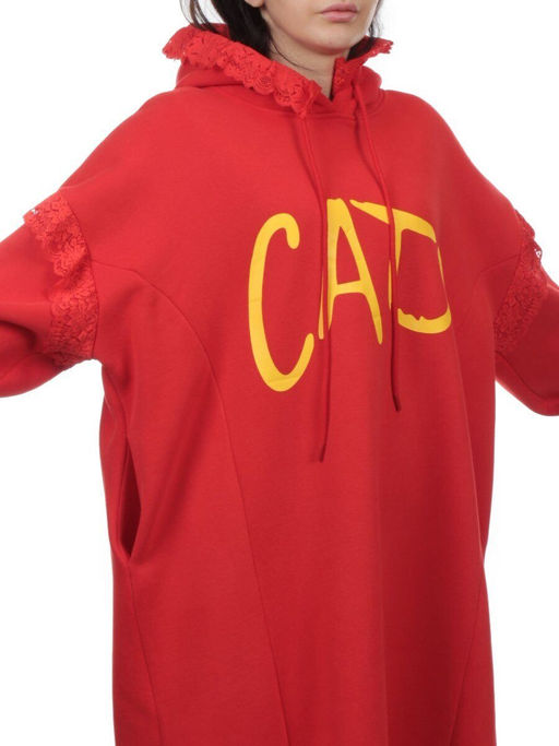 2247 RED Толстовка-платье женская (85% хлопок, 10% полиэстер, 5% спандекс) - Fashion фото 3