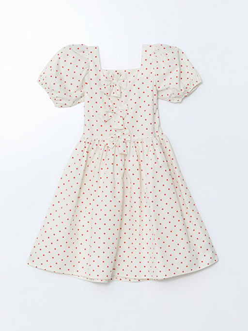 Kare Yaka K?z ?ocuk Poplin Elbise